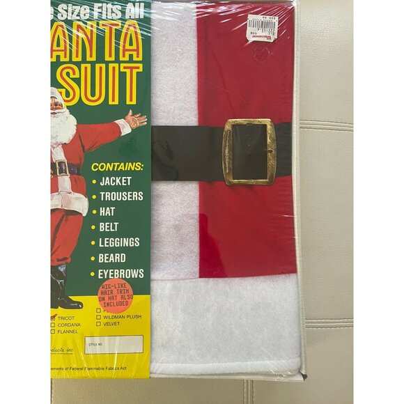 One Size Fits All Santa Suit Costume Jacket Trousers Hat Belt Beard Eyebrows - Picture 15 of 15